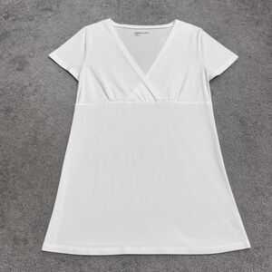 Gap Maternity Nursing Wrapped Tunic Top Womens Medium Optic White Cotton Stretch